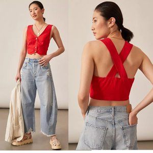 Mare Mare x Anthropologie Cross-Back Vest size M new with tag red color